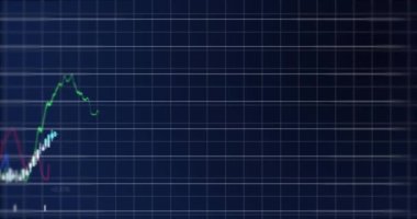 Mavi arkaplanda veri işleme animasyonu. küresel iş ve dijital arayüz kavramı dijital olarak oluşturulmuş video.