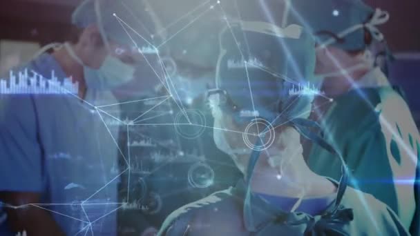 Network Connections Group Diverse Surgeons Performing Operation Hospital Healthcare Medical — Video