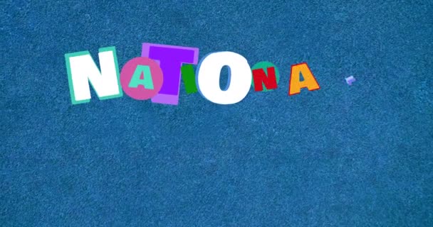 Animation National Cat Day Text Blue Background International Cat Day — Wideo stockowe