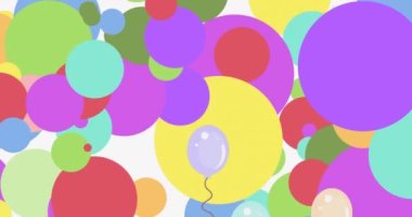 Beyaz arka planda benekler ve balonların canlandırılması. Evrensel çocuklar günü ve dijital olarak üretilen video konsepti.