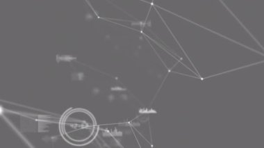 Siyah arkaplandaki bağlantı ağının canlandırılması. küresel iş, bağlantılar ve dijital arayüz konsepti dijital olarak oluşturulmuş video.