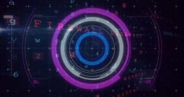 Koyu arkaplanda tarama yaparken azalan metnin animasyonu. küresel internet güvenliği, veri işleme, bağlantılar ve dijital arayüz konsepti dijital olarak oluşturulmuş video.