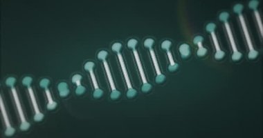 Animation of light spots and dna strand over black background. retro future and digital interface concept digitally generated video.