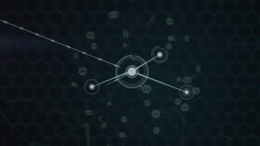 Karanlık arka planda bağlantı ağının animasyonu. küresel bağlantılar, veri işleme ve dijital arayüz konsepti dijital olarak oluşturulmuş video.