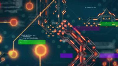 Siyah arkaplanda veri işleme animasyonu. Sosyal medya ve dijital arayüz kavramı dijital olarak oluşturulmuş video.