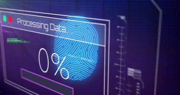 Animation Fingerprint Data Processing Cloud Computing Digital Interface Concept Digitally — Wideo stockowe