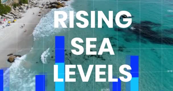 Animation Rising Sea Levels Financial Graph Seascape Economy Business Global — Wideo stockowe