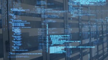 Sunucular üzerinde veri işleme animasyonu. küresel ağ, bağlantılar, veri ve teknoloji konsepti dijital olarak oluşturulmuş video.