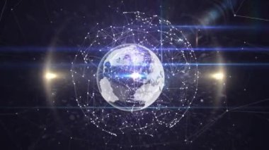 Dünya üzerindeki bağlantı ağlarının animasyonu. küresel bağlantılar, ağlar ve veri işleme konsepti dijital olarak oluşturulmuş video.