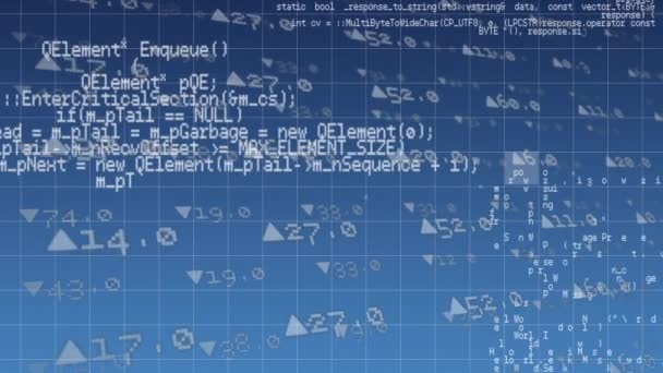 Processamento Dados Mercado Ações Sobre Rede Grade Contra Fundo Azul — Vídeo de Stock