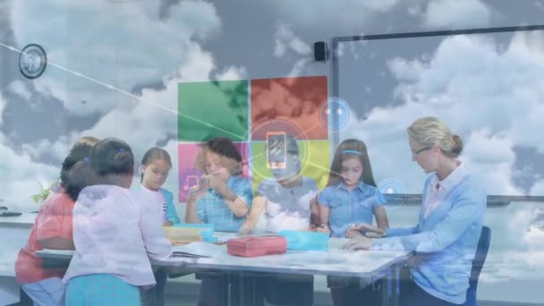 Animation Réseau Connexions Entre Divers Groupes Élèves Des Enseignantes Concept — Video