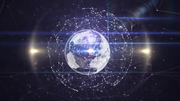 Animation Von Netzwerken Von Verbindungen Über Den Globus Globale Verbindungen — Stockvideo