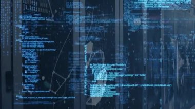 Sunucular üzerinden veri işleme ve bağlantıların animasyonu. küresel ağ, bağlantılar, veri ve teknoloji konsepti dijital olarak oluşturulmuş video.