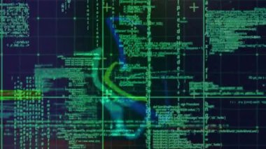 Siyah arkaplan üzerinde veri işleme animasyonu. küresel veri işleme, teknoloji ve dijital arayüz kavramı dijital olarak oluşturulmuş video.