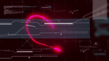 Veri işleme üzerinde neon hattının animasyonu. Sosyal medya, bağlantılar ve dijital arayüz konsepti dijital olarak oluşturulmuş video.