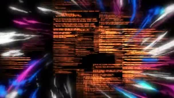 ピンクと青のライトで黒の背景上のデータ処理のアニメーション 世界的なネットワーク データ処理 テクノロジーの概念がデジタルで生成されたビデオ — ストック動画