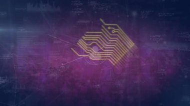 Matematik denklemlerine karşı mikroişlemci bağlantıları ve profil simgelerinin ağı. küresel ağ ve iş teknolojisi kavramı