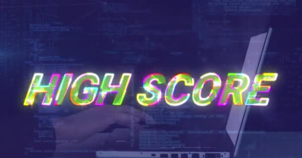 Animation High Score Text Network Connections Data Processing Global Social — Stock Video