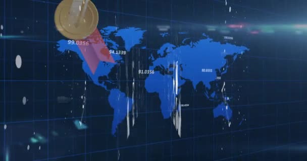 Animation Medals Lights World Map Navy Background Network Connections Competition — Stockvideo