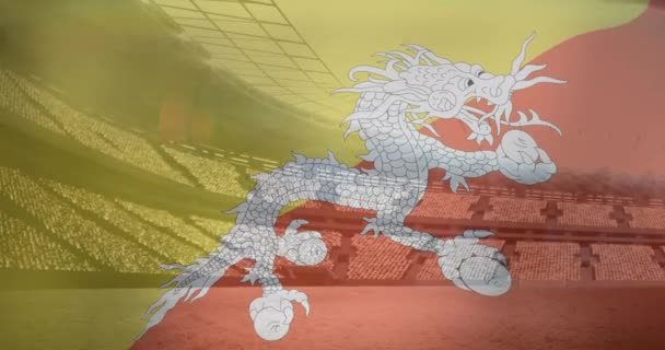 Animatie Van Vlag Van Bhutan Het Sportstadion Global Sport Digitale — Stockvideo