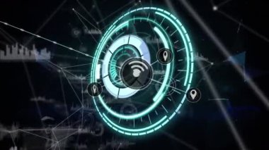 İşlem çemberi ve kara zemin üzerindeki dünya üzerindeki bağlantı ağının animasyonu. küresel bağlantılar, ağ ve teknoloji konsepti dijital olarak oluşturulmuş video.