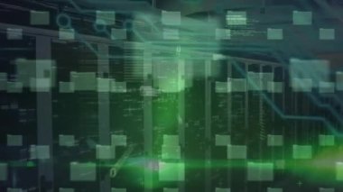 Sunucular üzerinde dizinlerin, verilerin ve dijital asma kilidin canlandırılması. küresel internet güvenliği, veri işleme, bağlantılar ve dijital arayüz konsepti dijital olarak oluşturulmuş video.
