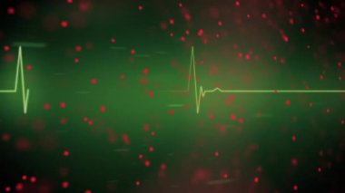 Karanlık arka planda DNA ipliği ve yaşam çizgisi animasyonu. Küresel bilim, bağlantılar, veri işleme ve dijital arayüz kavramı dijital olarak oluşturulmuş video.