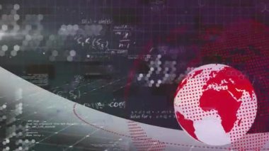 Dijital ekranda bilimsel formüllerin ve kürenin animasyonu. küresel covid 19 salgın, bilim ve dijital arayüz kavramı dijital olarak oluşturulmuş video.