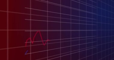 Mavi arkaplanda veri işleme animasyonu. küresel iş ve dijital arayüz kavramı dijital olarak oluşturulmuş video.