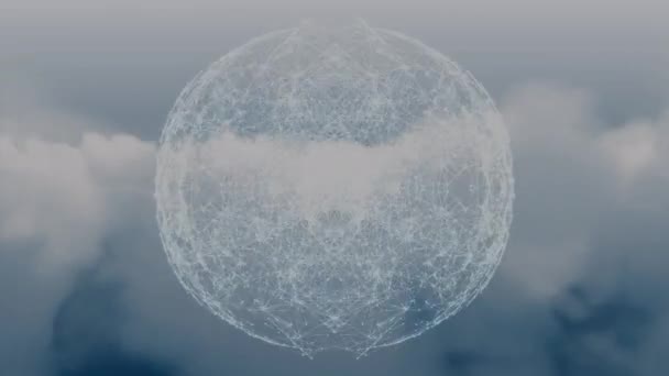 Глобус Сети Связей Против Облаков Голубом Небе Глобальная Концепция Сетевых — стоковое видео