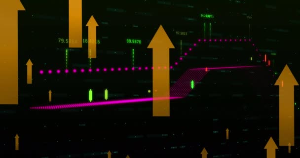 Animação Processamento Dados Financeiros Sobre Fundo Escuro Conceito Global Transporte — Vídeo de Stock