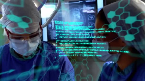 Animation Scientific Data Processing Chemical Structures Diverse Surgeons Global Medicine — Stockvideo