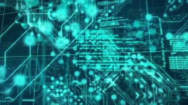 Siyah arkaplanda veri işleme animasyonu. Sosyal medya ve dijital arayüz kavramı dijital olarak oluşturulmuş video.