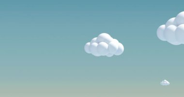 Animation of clouds on blue background. Abstract background and digital interface concept digitally generated video.