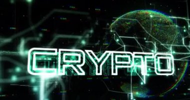 Siyah zemin üzerinde şifreli metnin animasyonu. Sosyal medya ve dijital arayüz konsepti dijital olarak oluşturulmuş video.