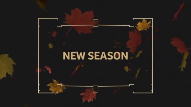 新一季文字在树叶上的动画 复古的未来和数字接口概念数字生成的视频 — 图库视频影像