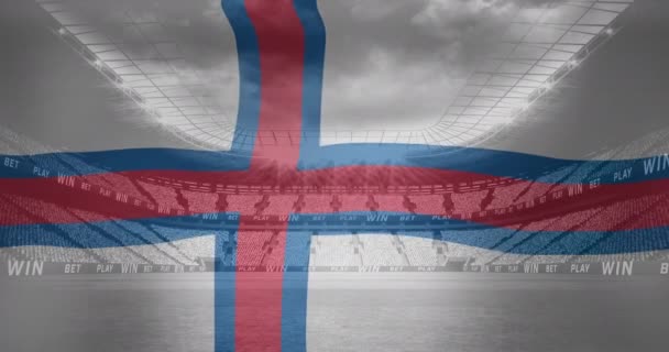 Animation Faroe Islands Waving Flag Sport Stadium Sports Competition Entertainment — Stockvideo