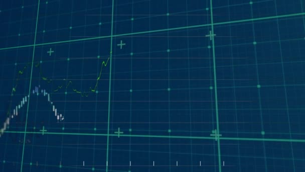 Digital Animation Financial Data Processing Grid Network Blue Background Global — Vídeo de Stock