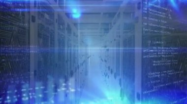 Sunucular üzerinde veri işleme animasyonu. küresel ağ, bağlantılar, veri ve teknoloji konsepti dijital olarak oluşturulmuş video.