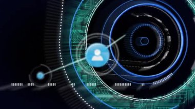 Veri işleme üzerinden bağlantı ağının animasyonu. küresel iş, bağlantılar ve dijital arayüz konsepti dijital olarak oluşturulmuş video.