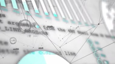 Dünya üzerinde veri işleme animasyonu. küresel iş ve dijital arayüz kavramı dijital olarak oluşturulmuş video.