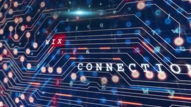 Siyah arkaplan üzerinde veri işleme animasyonu. Sosyal medya ve dijital arayüz konsepti dijital olarak oluşturulmuş video.