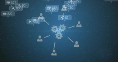 Sosyal medya simgelerinin ve numaraların animasyonu. küresel sosyal medya, iletişim ve dijital arayüz kavramı dijital olarak oluşturulmuş video.