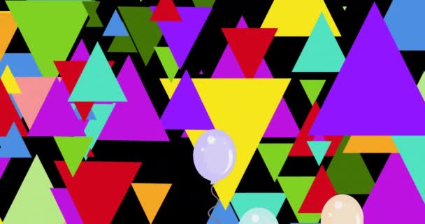 Animation Triangles Ballons Sur Fond Noir Journée Universelle Des Enfants — Video