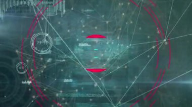 Siyah arkaplan üzerindeki veri işleme ve şekillerin animasyonu. küresel iş ve dijital arayüz kavramı dijital olarak oluşturulmuş video.