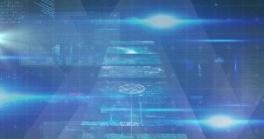 Dijital ekranlar üzerinden veri işleme animasyonu. küresel iş ve dijital arayüz kavramı dijital olarak oluşturulmuş video.