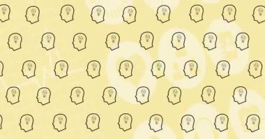 Tıbbi simgelerin üzerinde ampul simgeleri olan kafa animasyonu. Dünya alzheimer ayı ve dijital olarak üretilen video konsepti.