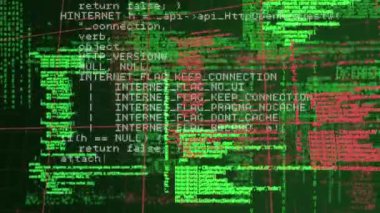 Şebeke üzerinde veri işleme animasyonu. küresel hesaplama, dijital arayüz ve dijital olarak oluşturulmuş video işleme kavramı.