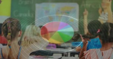 İstatistiksel veri işleme, beyaz kadın öğretmenlerin okulda ders vermesine karşı. okul, eğitim ve teknoloji konsepti