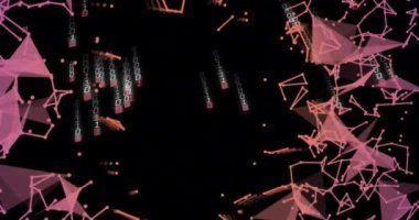 Siyah arkaplanda veri işleme animasyonu. küresel iş ve dijital arayüz kavramı dijital olarak oluşturulmuş video.